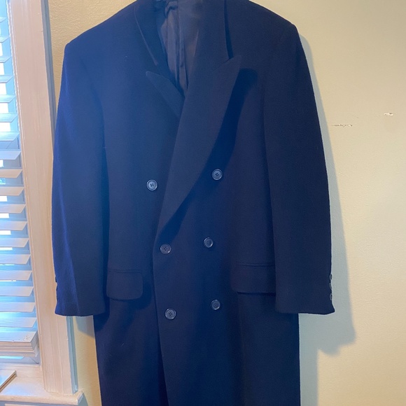 RED Bass wool/cashmere coat, made in Italy, navy blue, lined, XL